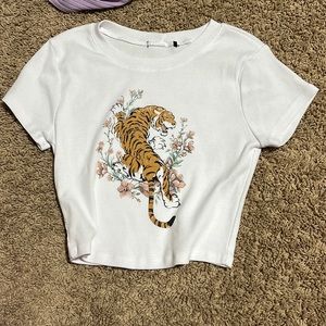White tight tiger tee